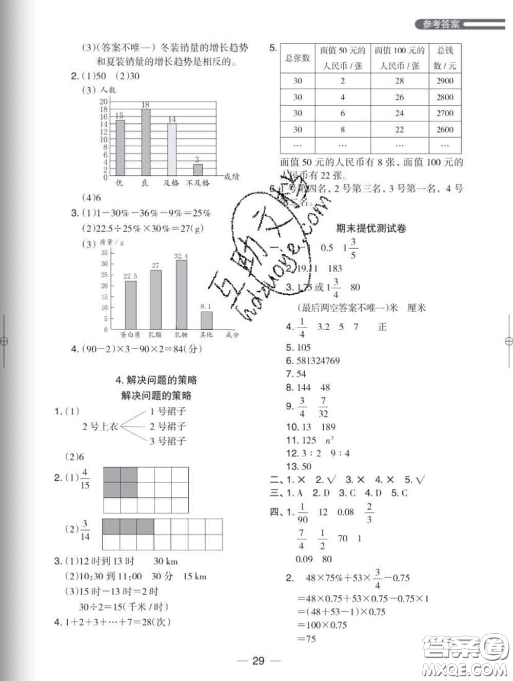 2020新版木頭馬分層課課練小學(xué)數(shù)學(xué)六年級下冊北師版答案