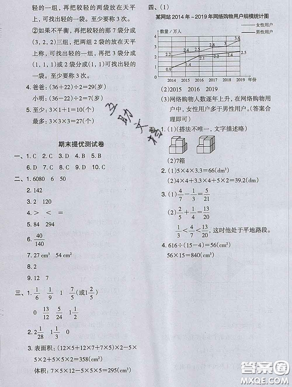 2020新版木頭馬分層課課練小學(xué)數(shù)學(xué)五年級(jí)下冊(cè)人教版答案