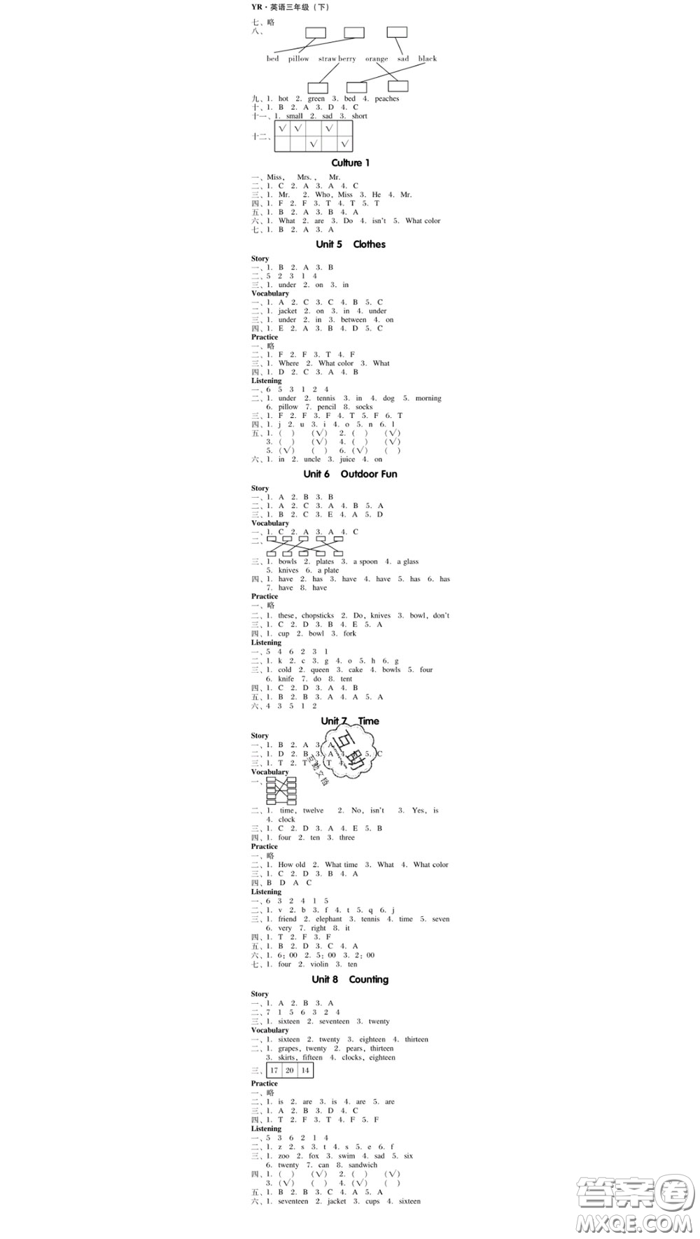 廣東經(jīng)濟(jì)出版社2020春廣東作業(yè)本三年級(jí)英語(yǔ)下冊(cè)粵人民版答案