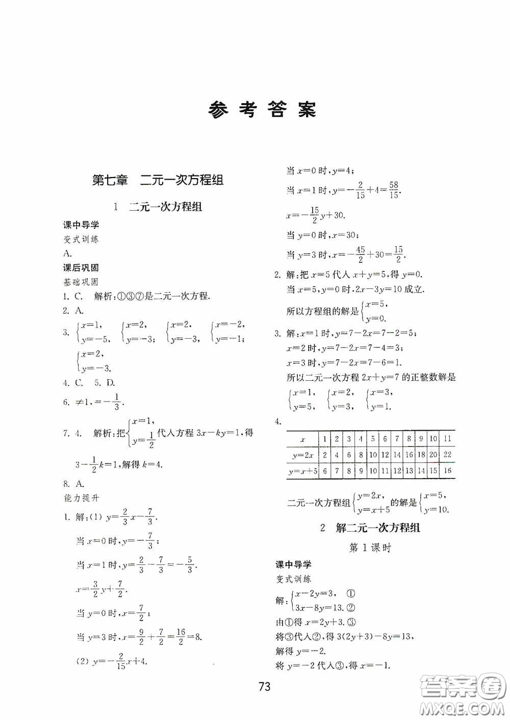 山東教育出版社2020初中基礎(chǔ)訓(xùn)練七年級(jí)數(shù)學(xué)下冊(cè)54學(xué)制版答案