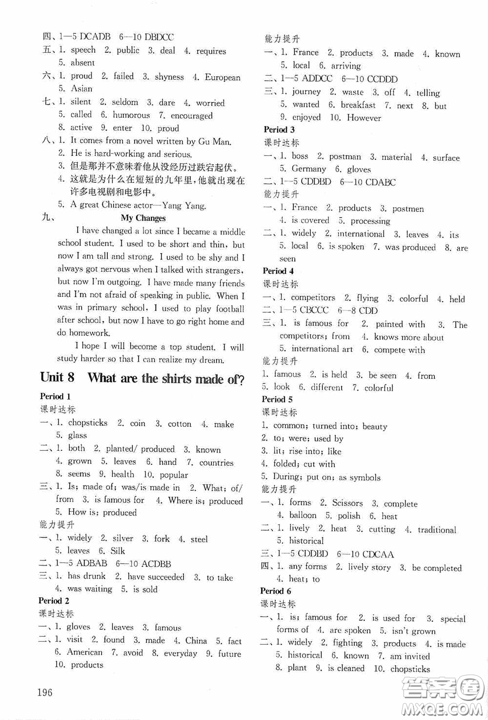 山東教育出版社2020初中基礎(chǔ)訓(xùn)練八年級英語下冊54學(xué)制答案