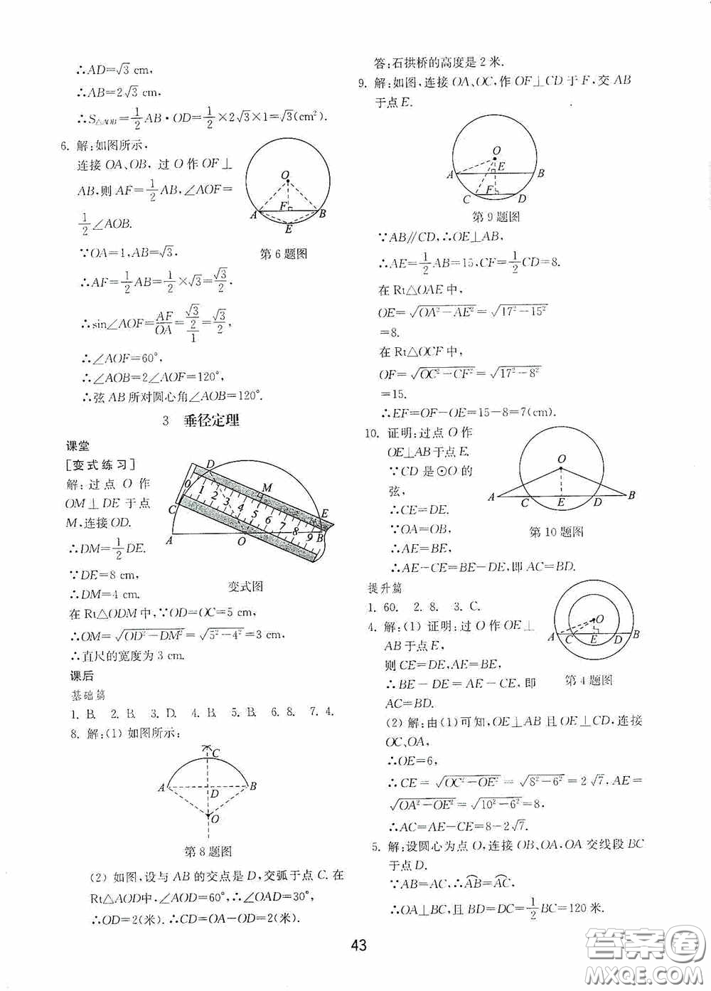 山東教育出版社2020初中基礎(chǔ)訓(xùn)練九年級數(shù)學(xué)下冊54學(xué)制答案