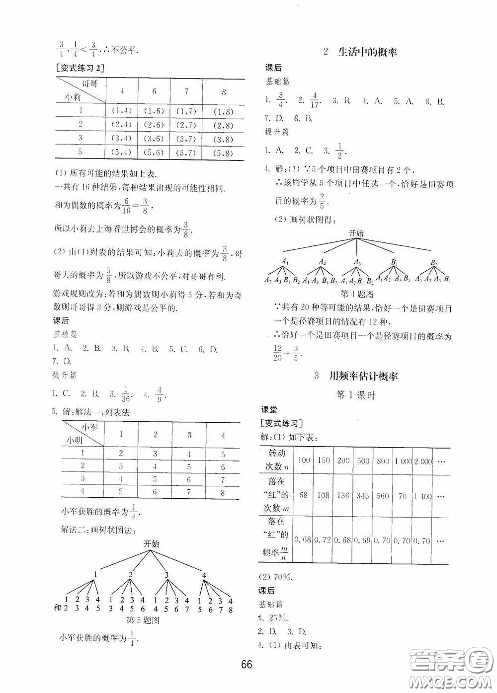 山東教育出版社2020初中基礎(chǔ)訓(xùn)練九年級數(shù)學(xué)下冊54學(xué)制答案