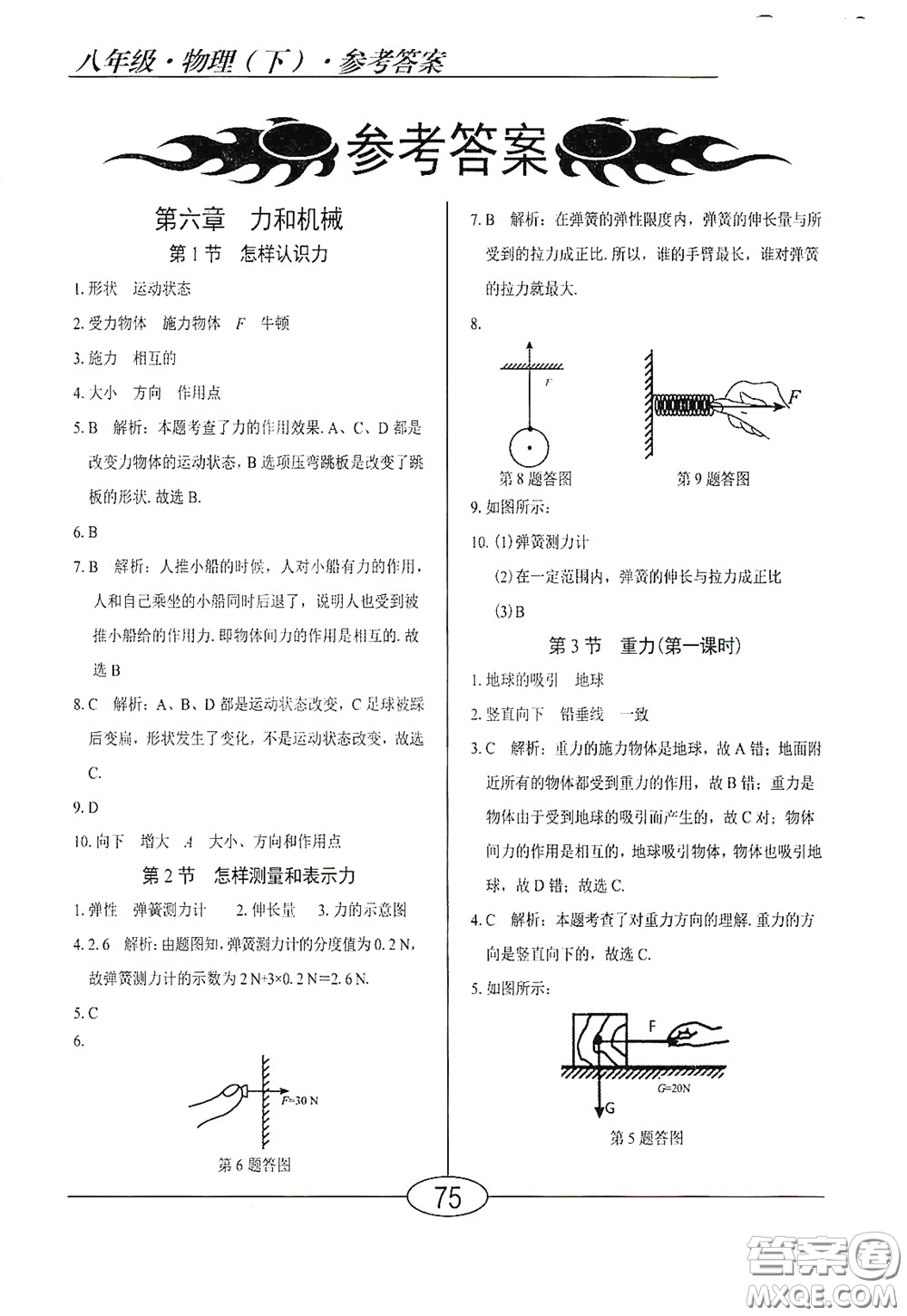 陽光出版社2020新編隨堂10分鐘八年級物理下冊HY版答案