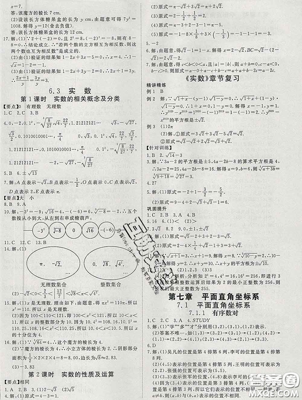 延邊大學(xué)出版社2020新版新領(lǐng)程叢書(shū)新領(lǐng)程七年級(jí)數(shù)學(xué)下冊(cè)人教版參考答案