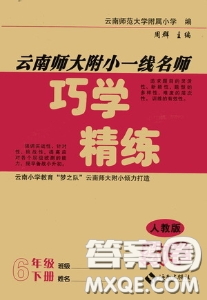 海南出版社2020云南師大附小一線名師巧學(xué)精練六年級(jí)數(shù)學(xué)下冊(cè)人教版答案