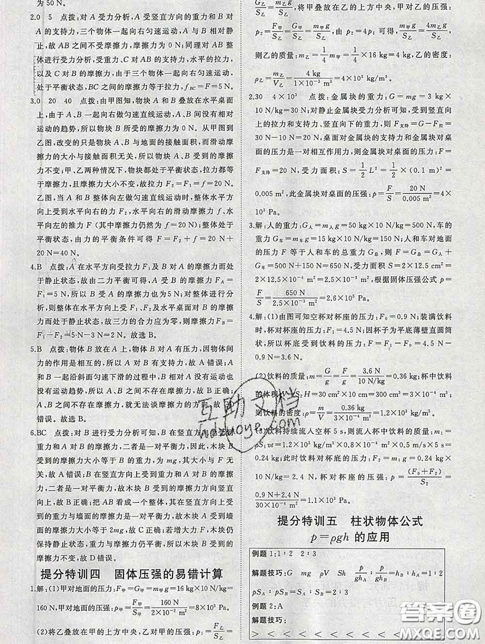 延邊大學(xué)出版社2020新版新領(lǐng)程叢書新領(lǐng)程八年級(jí)物理下冊(cè)人教版參考答案