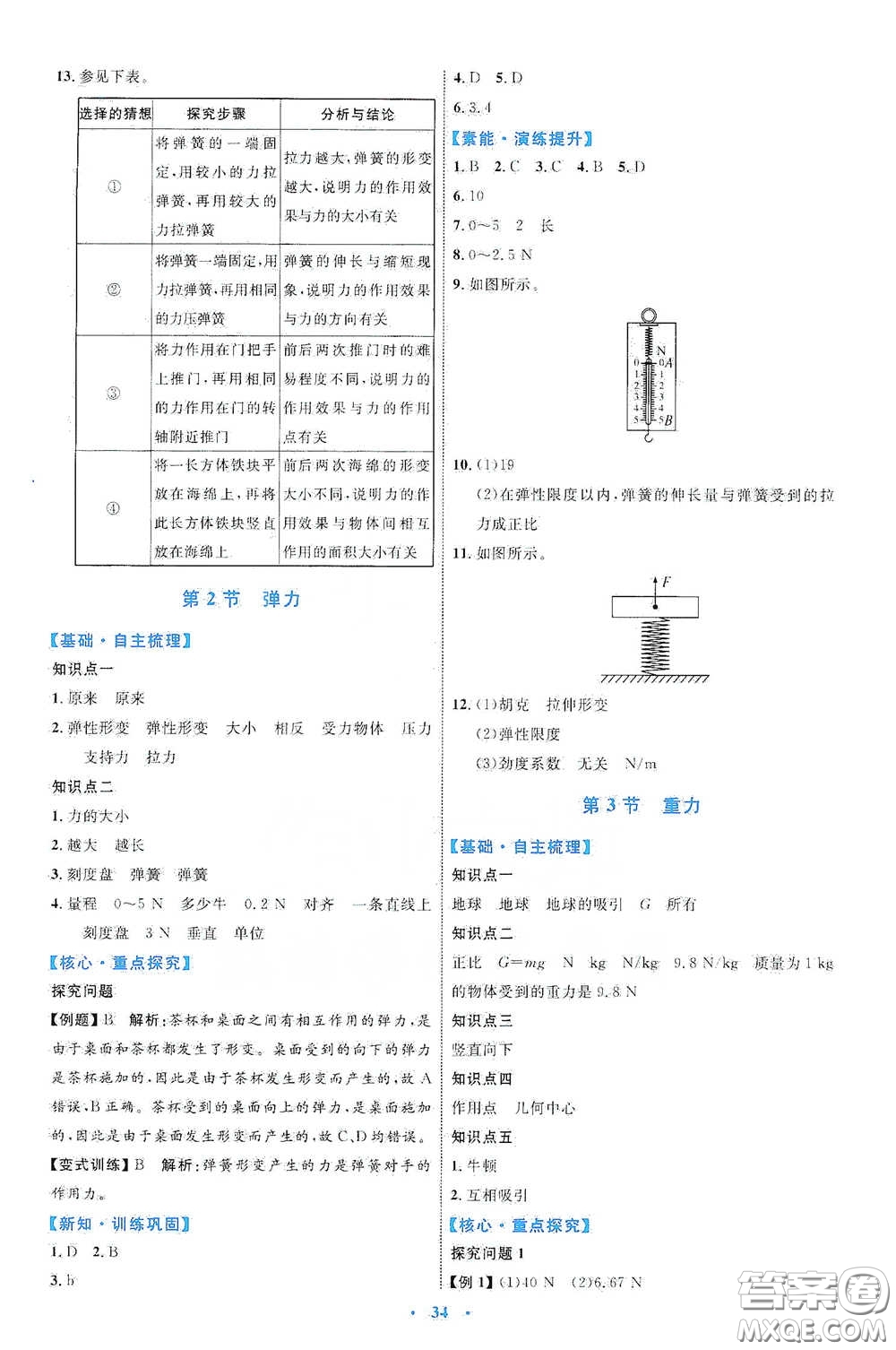 內(nèi)蒙古教育出版社2020學(xué)習(xí)目標(biāo)與檢測(cè)八年級(jí)物理下冊(cè)人教版答案