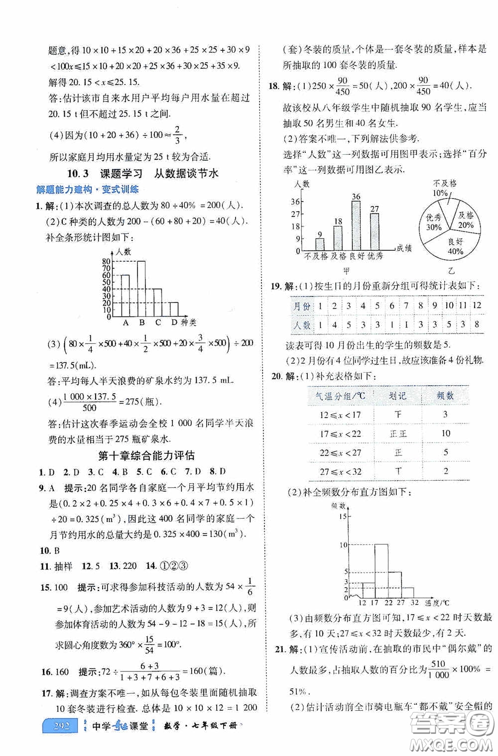 世紀(jì)英才中學(xué)奇跡課堂2020期末專題總復(fù)習(xí)七年級數(shù)學(xué)下冊人教版教材答案