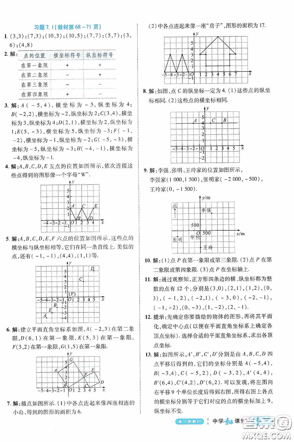 世紀(jì)英才中學(xué)奇跡課堂2020期末專題總復(fù)習(xí)七年級數(shù)學(xué)下冊人教版教材答案