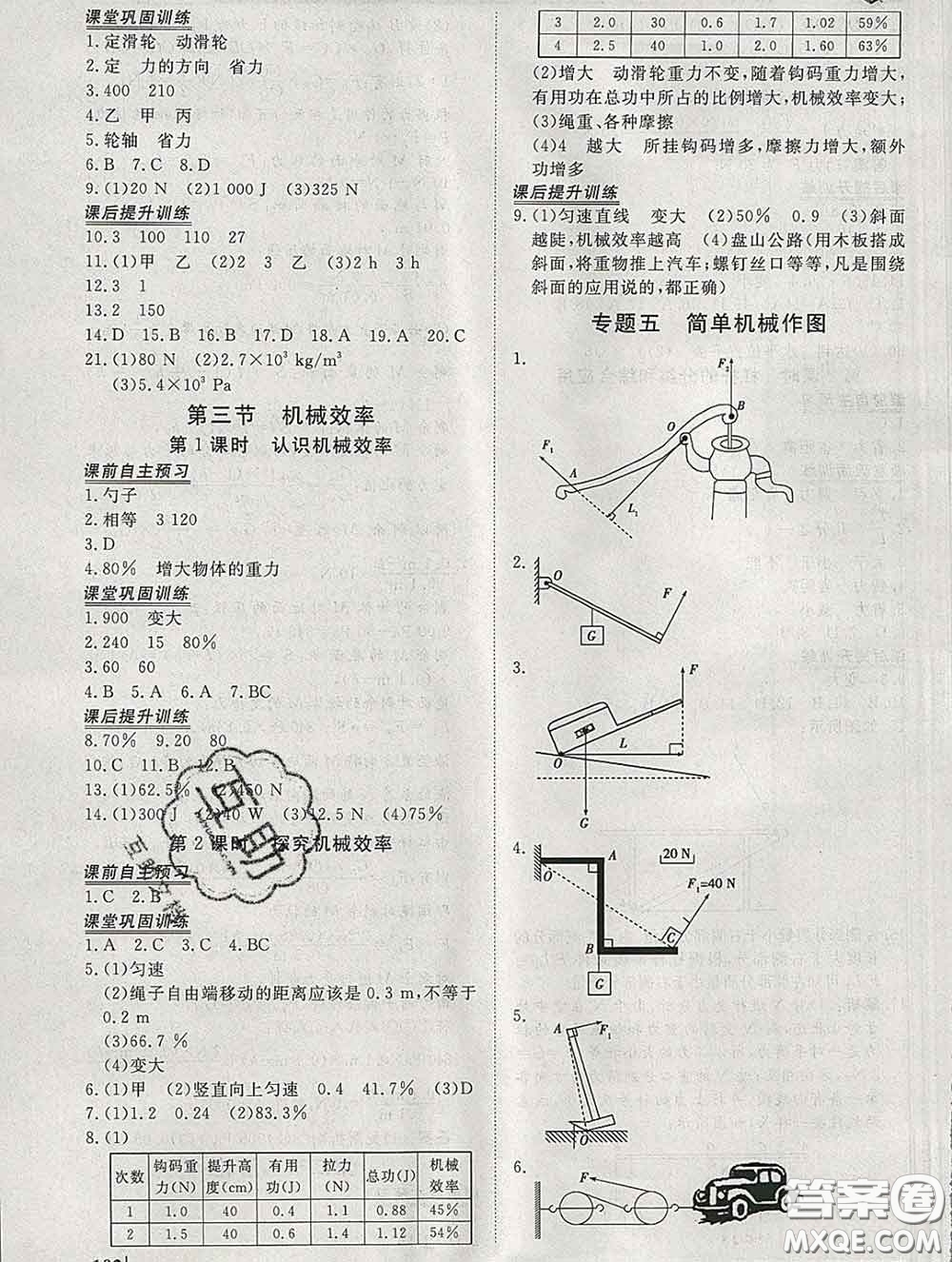 2020新版標(biāo)準(zhǔn)課堂作業(yè)八年級(jí)物理下冊人教版參考答案