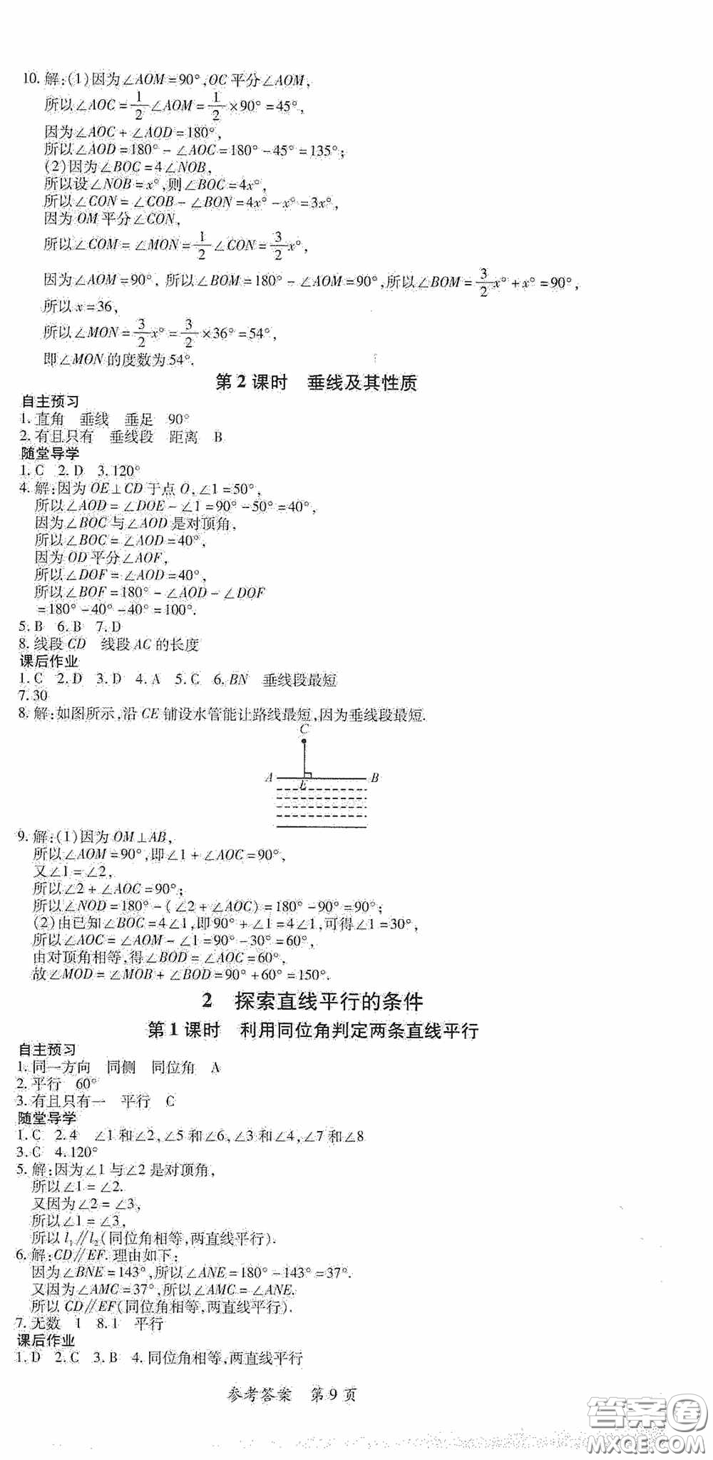 新疆青少年出版社2020高效課堂七年級數(shù)學(xué)下冊北師大版答案