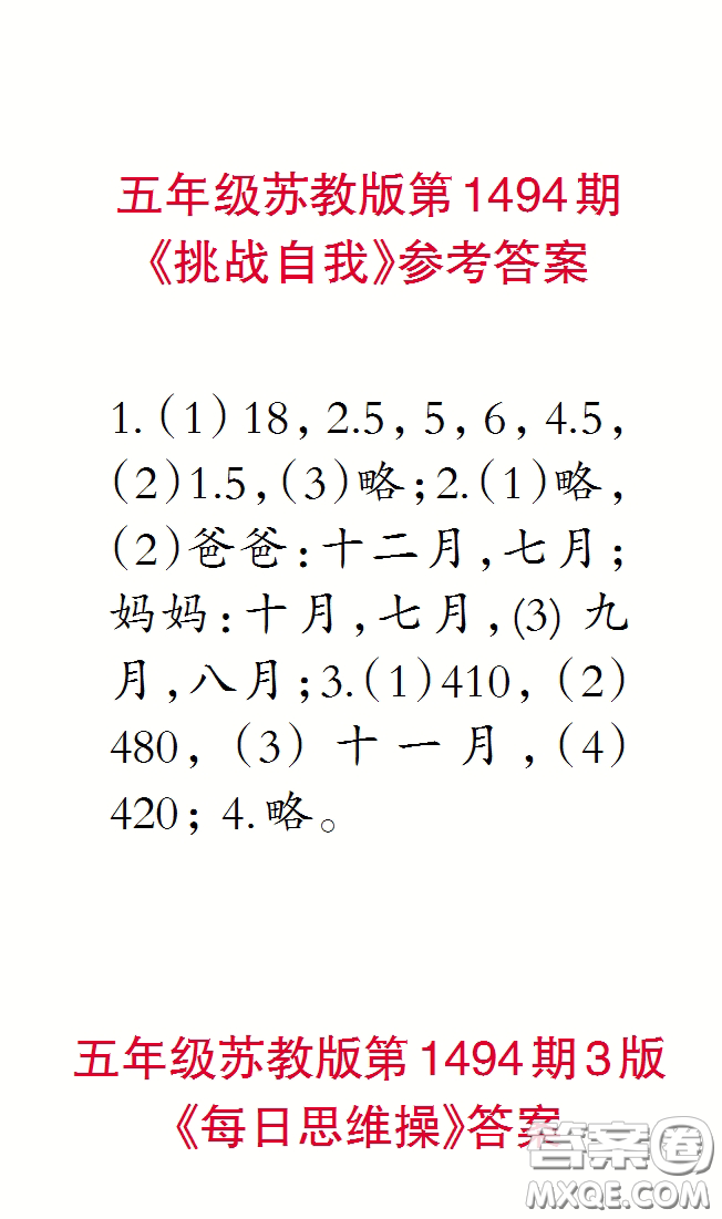 2020小學(xué)生數(shù)學(xué)報(bào)五年級下學(xué)期第1494期答案