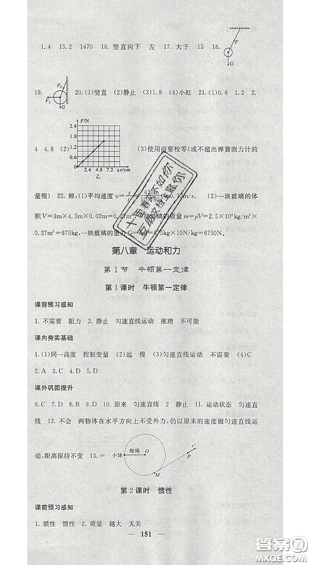 四川大學(xué)出版社2020春名校課堂內(nèi)外八年級物理下冊人教版答案