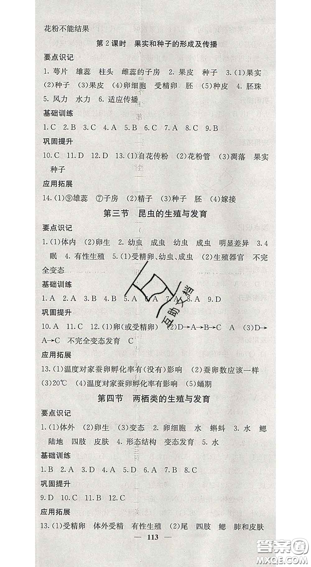 四川大學(xué)出版社2020春名校課堂內(nèi)外八年級生物下冊蘇教版答案