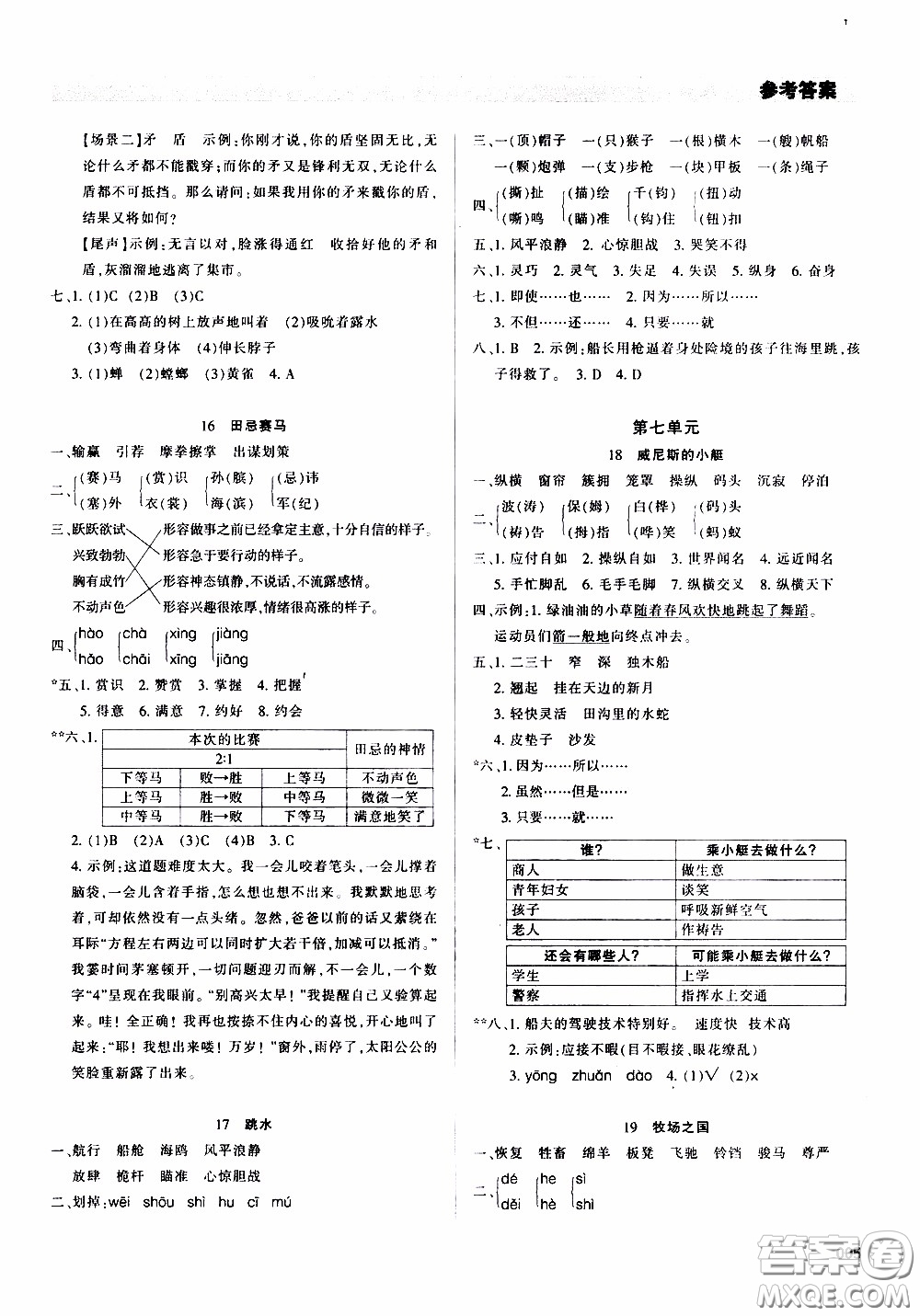 2020年學(xué)習(xí)質(zhì)量監(jiān)測(cè)語(yǔ)文五年級(jí)下冊(cè)人教版參考答案