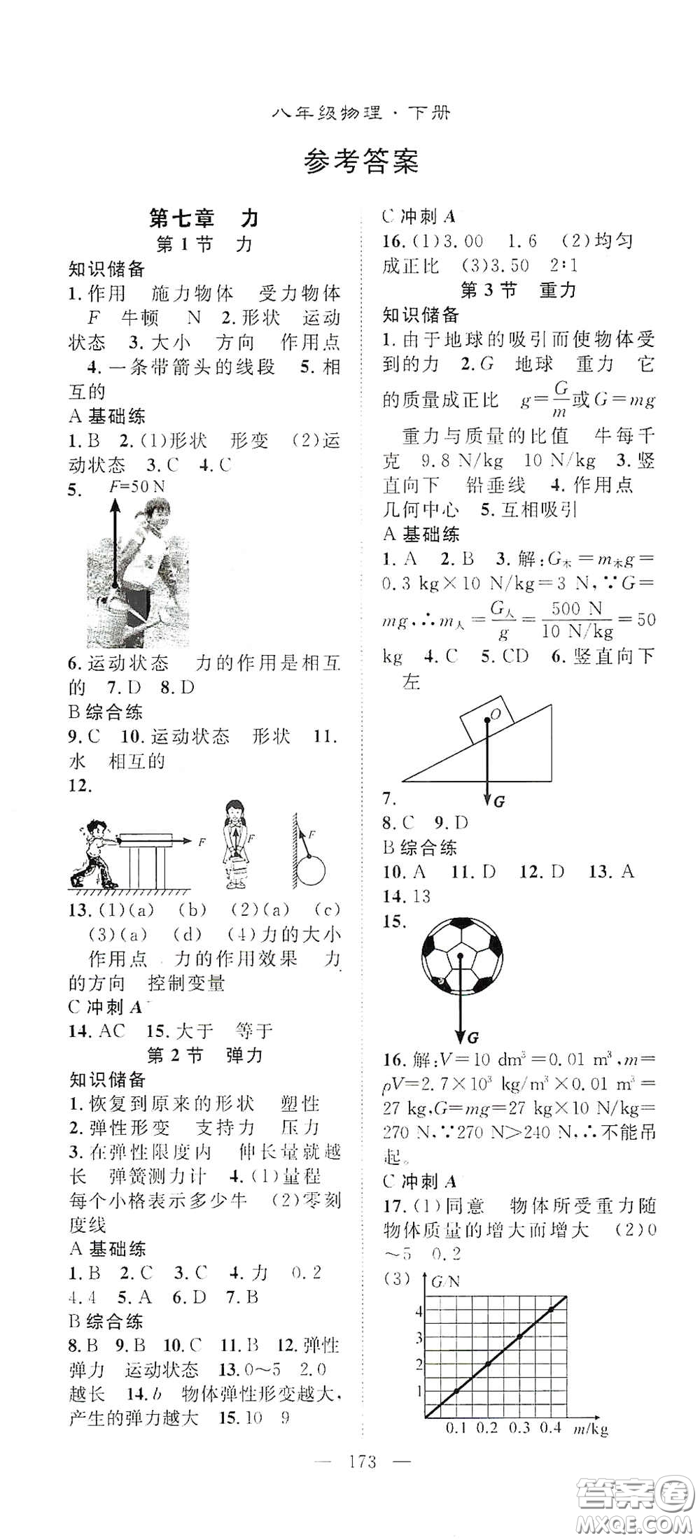 智慧萬(wàn)羽2020名師學(xué)案分層進(jìn)階學(xué)習(xí)法八年級(jí)物理下冊(cè)答案