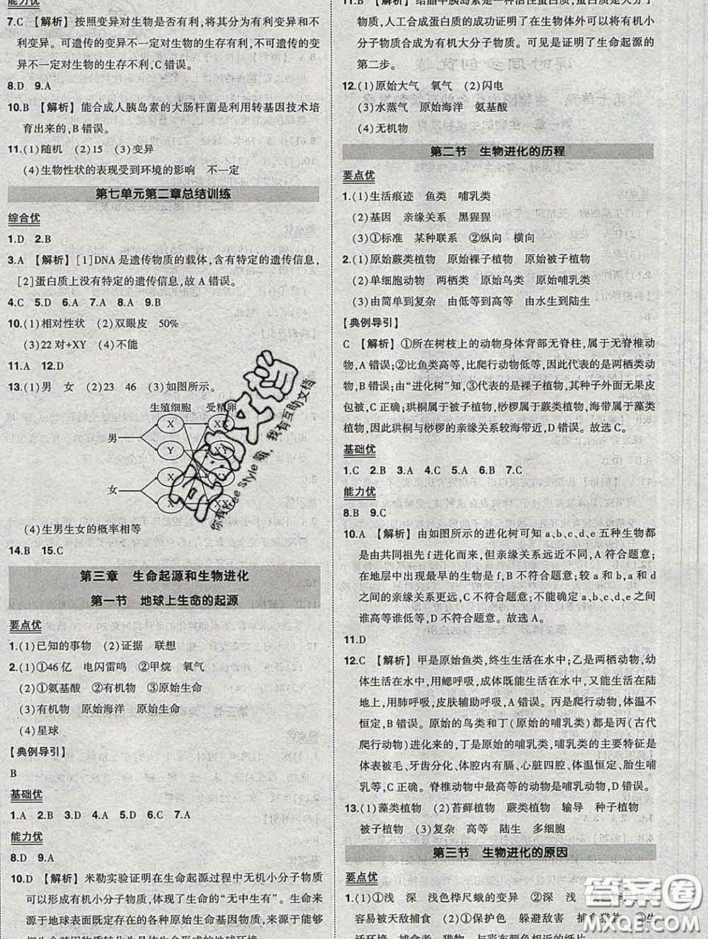 狀元成才路2020春創(chuàng)優(yōu)作業(yè)八年級生物下冊人教版答案