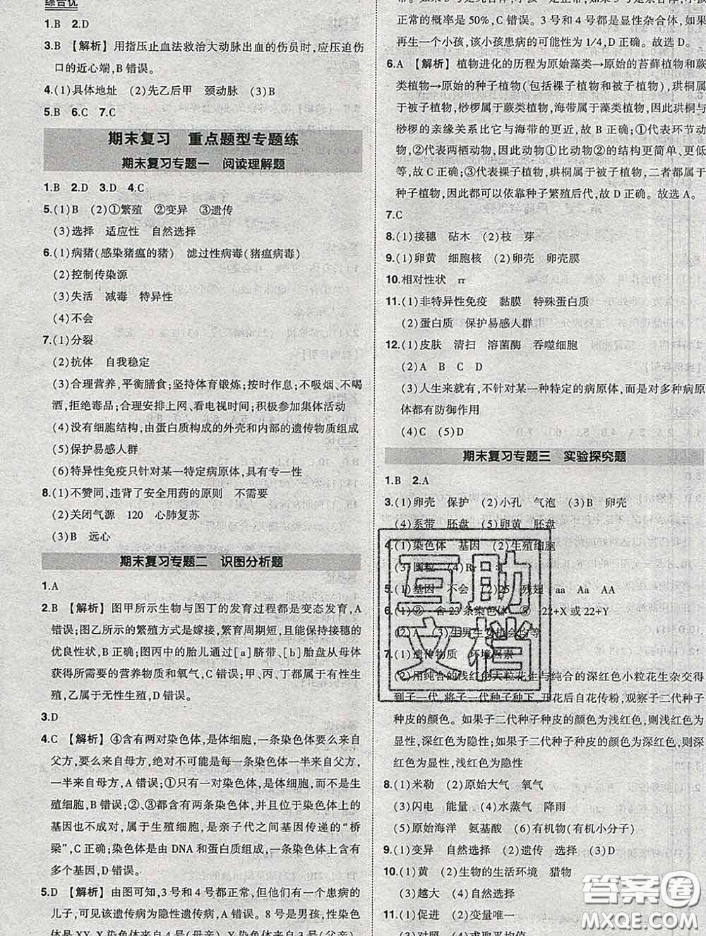 狀元成才路2020春創(chuàng)優(yōu)作業(yè)八年級生物下冊人教版答案