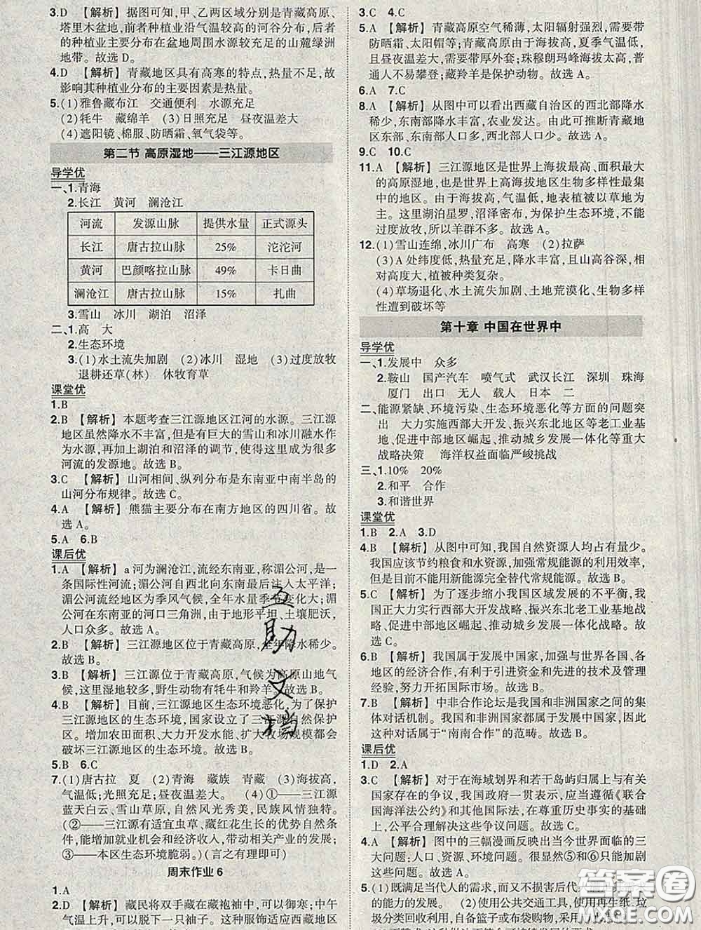 狀元成才路2020春創(chuàng)優(yōu)作業(yè)八年級(jí)地理下冊(cè)人教版答案