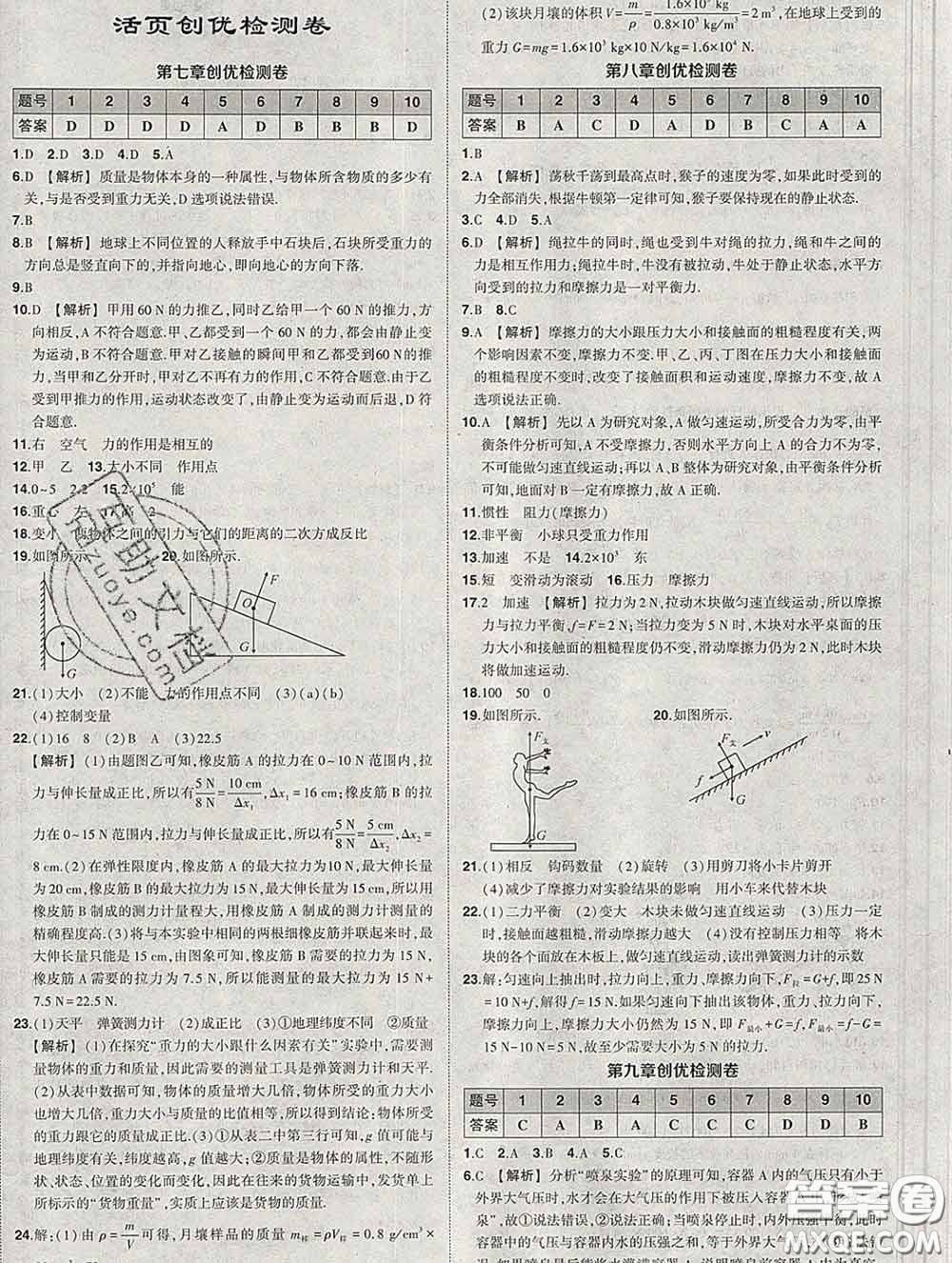 狀元成才路2020春創(chuàng)優(yōu)作業(yè)八年級(jí)物理下冊(cè)人教版答案