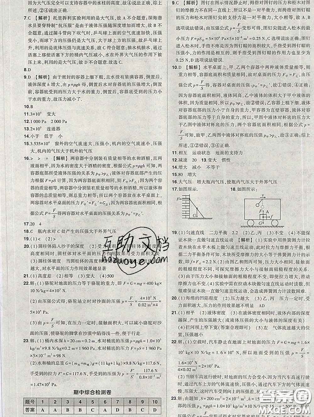 狀元成才路2020春創(chuàng)優(yōu)作業(yè)八年級(jí)物理下冊(cè)人教版答案