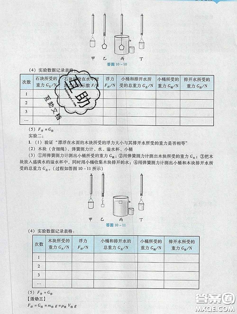 2020新版陽(yáng)光學(xué)業(yè)評(píng)價(jià)八年級(jí)物理下冊(cè)人教版參考答案