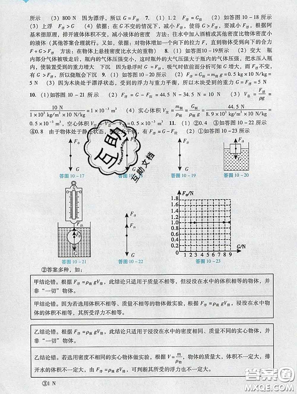 2020新版陽(yáng)光學(xué)業(yè)評(píng)價(jià)八年級(jí)物理下冊(cè)人教版參考答案