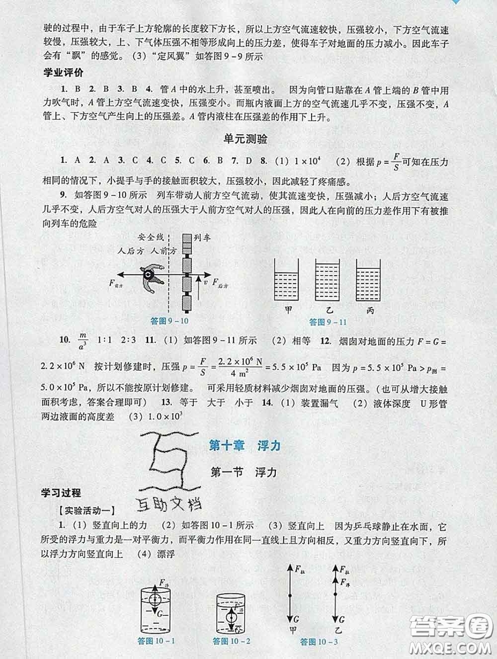 2020新版陽(yáng)光學(xué)業(yè)評(píng)價(jià)八年級(jí)物理下冊(cè)人教版參考答案