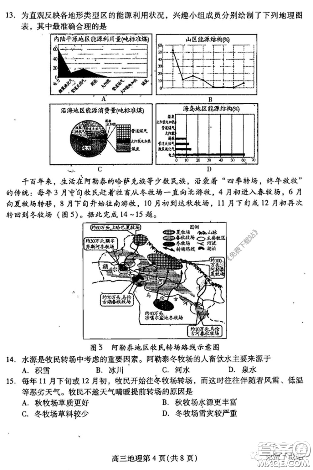 濰坊市2020屆高三下學期高考模擬考試地理試題及答案