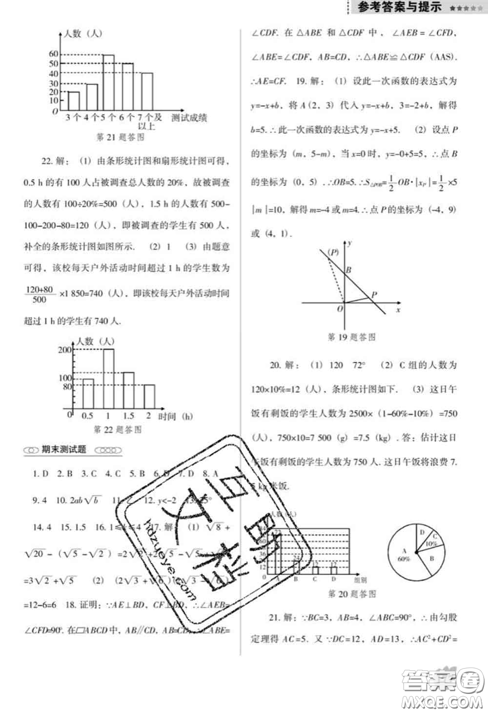 遼海出版社2020新版新課程數(shù)學能力培養(yǎng)八年級下冊人教版D版答案