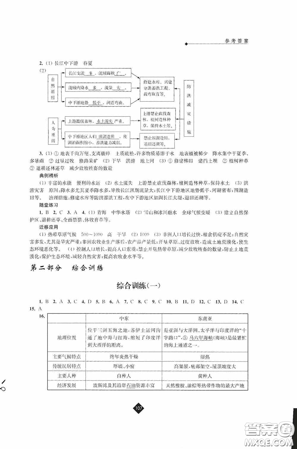 江蘇人民出版社2020年中考復(fù)習(xí)指南地理答案