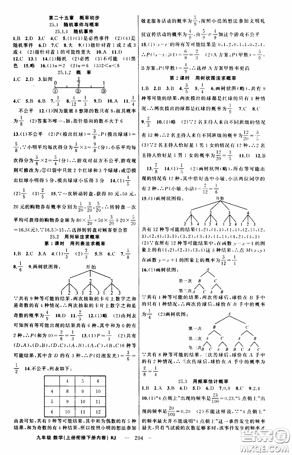 2020年學(xué)生課程精巧訓(xùn)練課堂創(chuàng)新學(xué)練測(cè)數(shù)學(xué)九年級(jí)下RJ人教版參考答案