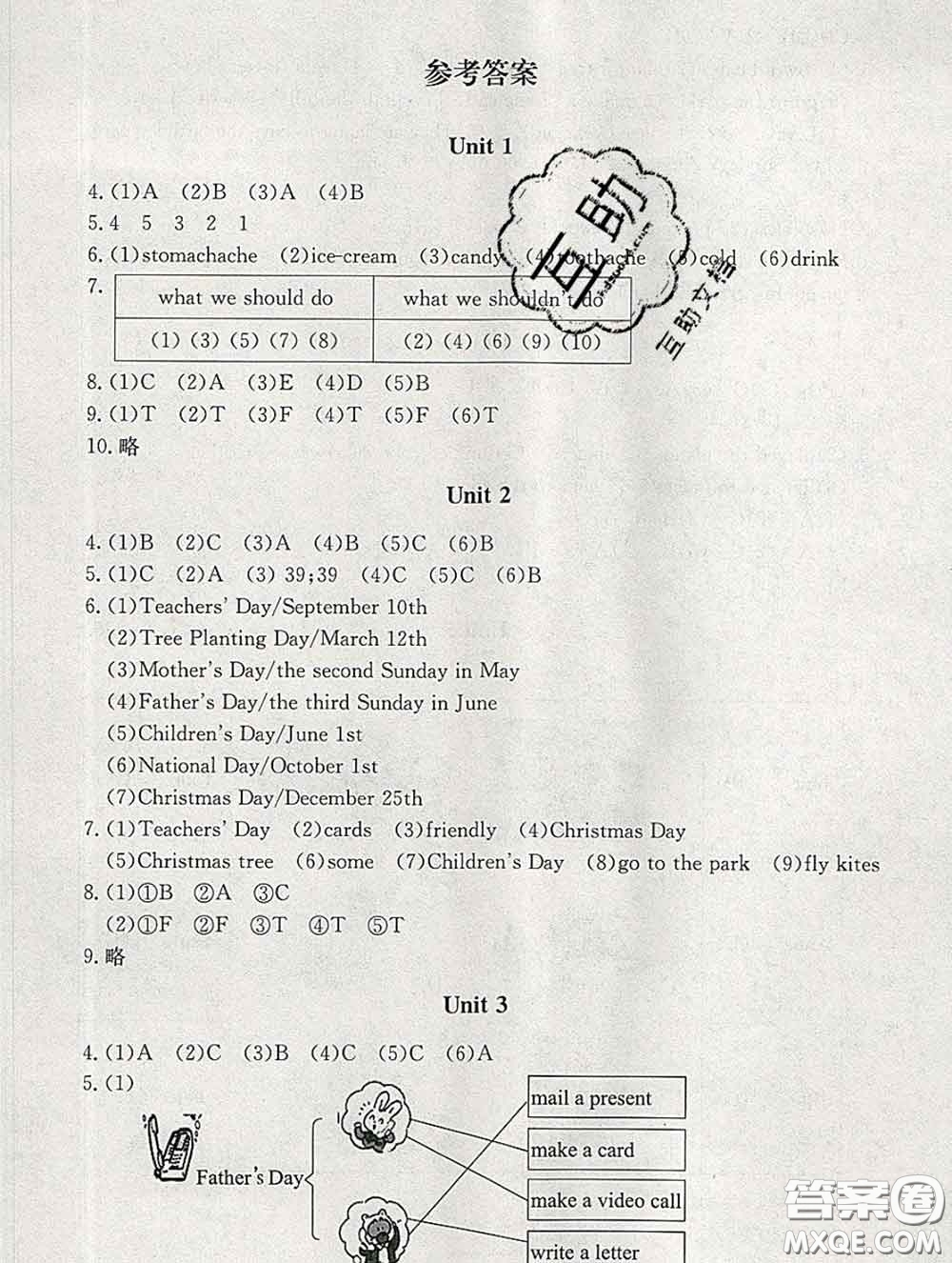 2020春海淀名師伴你學(xué)同步學(xué)練測(cè)五年級(jí)英語(yǔ)下冊(cè)人教版答案