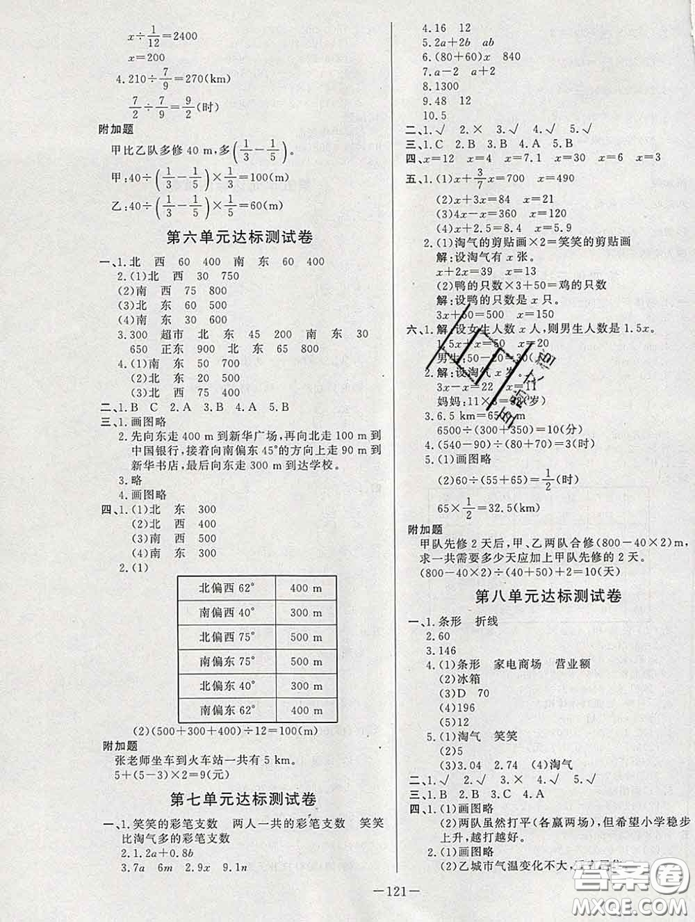 2020新版A+優(yōu)化作業(yè)本五年級數(shù)學(xué)下冊北師版參考答案