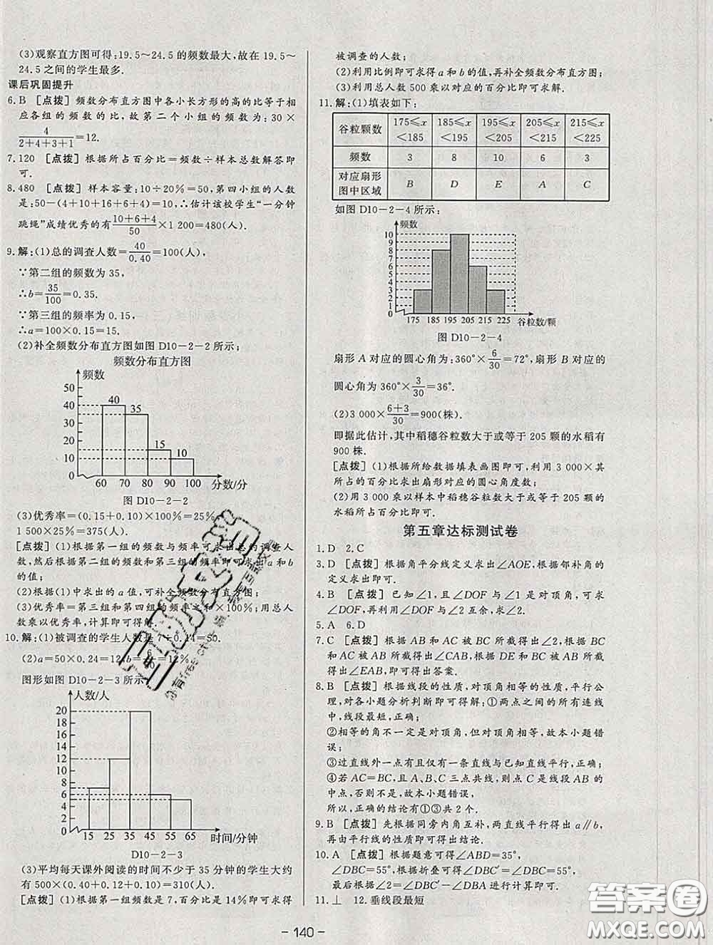 2020新版A+優(yōu)化作業(yè)本七年級數(shù)學下冊人教版參考答案