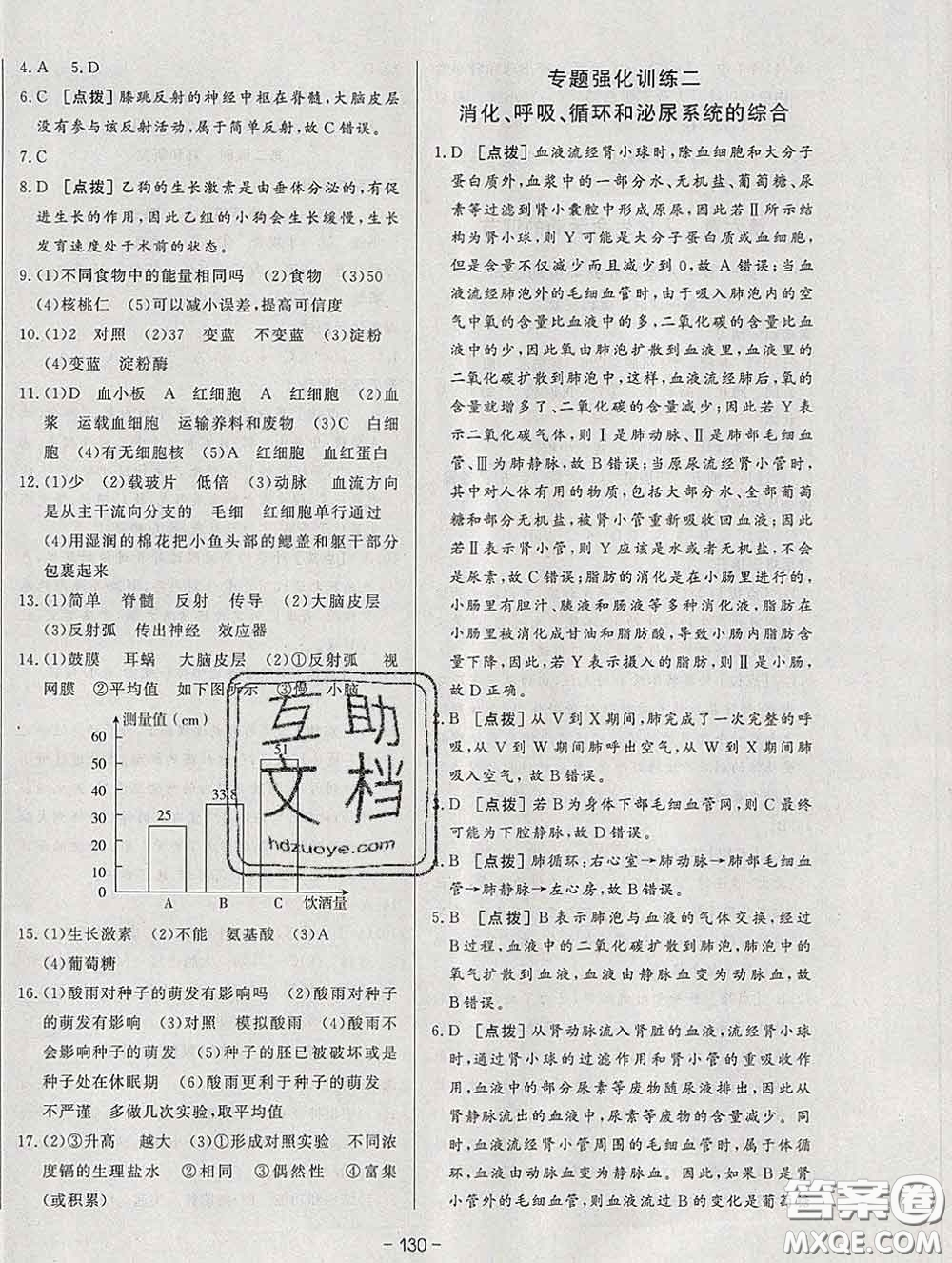 2020新版A+優(yōu)化作業(yè)本七年級(jí)生物下冊(cè)人教版參考答案