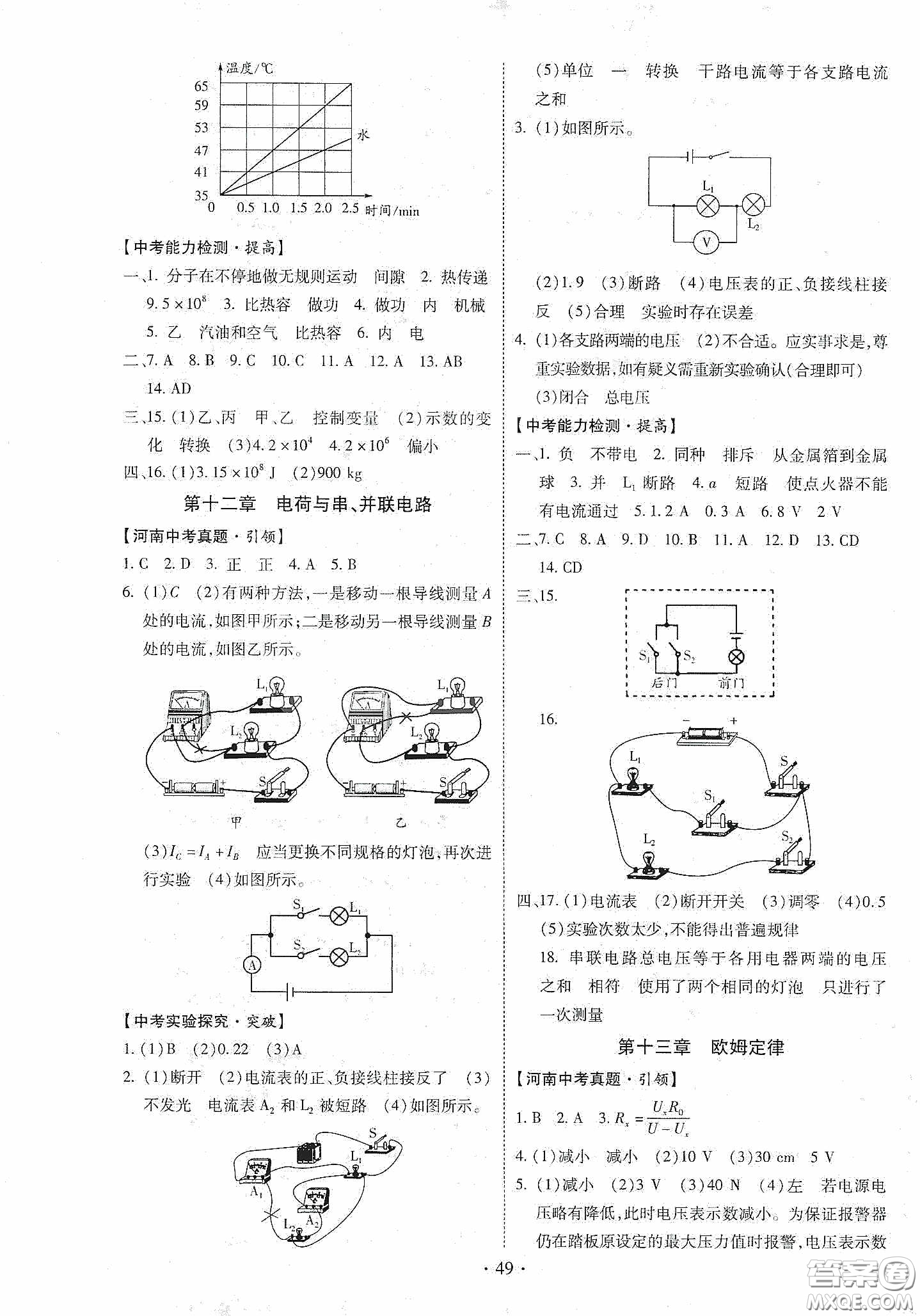 2020河南省初中畢業(yè)生學業(yè)考試復習指導+物理答案