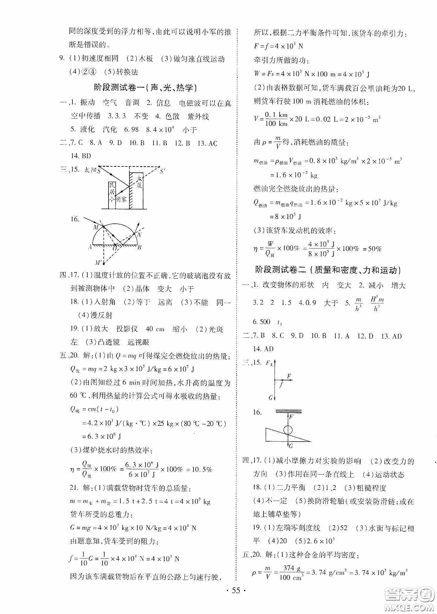 2020河南省初中畢業(yè)生學業(yè)考試復習指導+物理答案