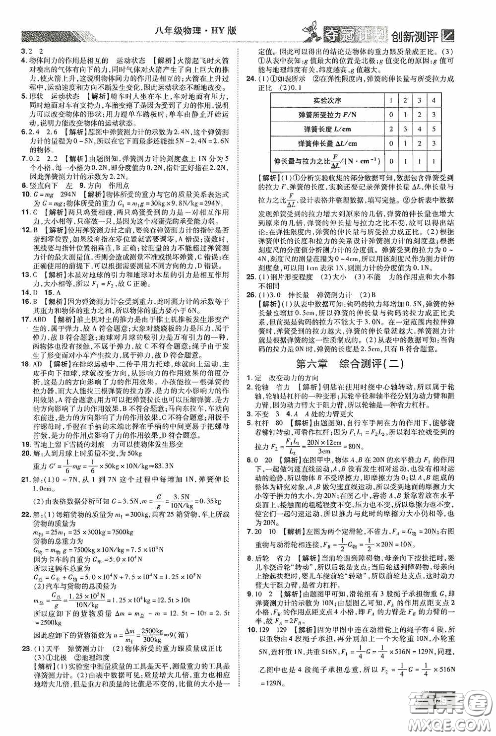 2020奪冠計(jì)劃初中創(chuàng)新測(cè)評(píng)八年級(jí)物理下冊(cè)滬粵版江西專版答案