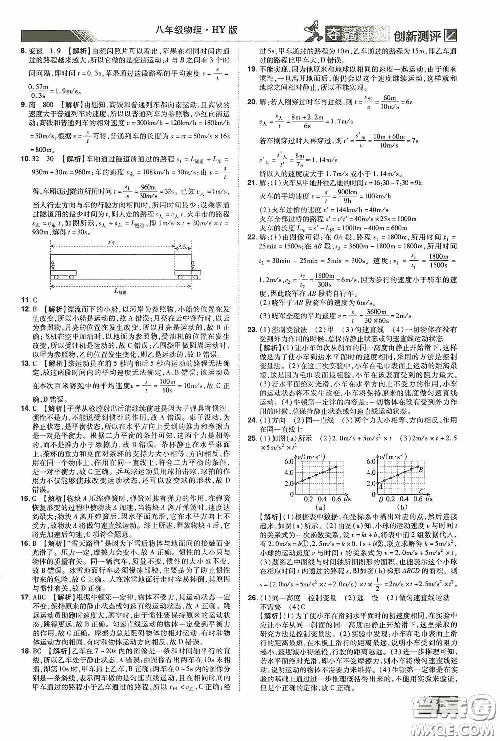 2020奪冠計(jì)劃初中創(chuàng)新測(cè)評(píng)八年級(jí)物理下冊(cè)滬粵版江西專版答案