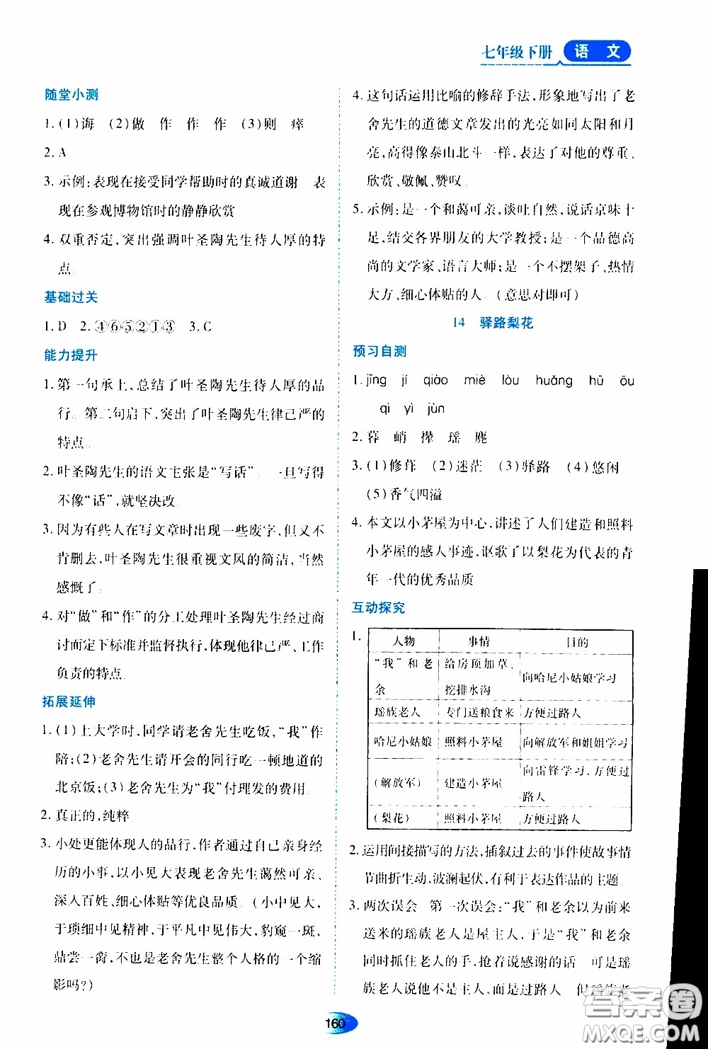 黑龍江教育出版社2020年資源與評(píng)價(jià)語(yǔ)文七年級(jí)下冊(cè)人教版參考答案