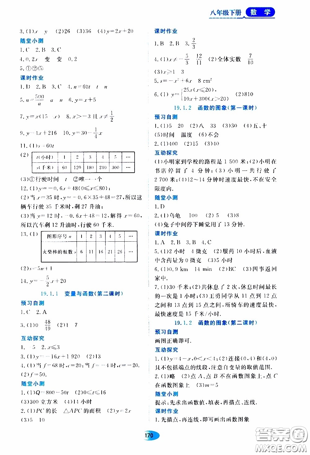 黑龍江教育出版社2020年資源與評(píng)價(jià)數(shù)學(xué)八年級(jí)下冊(cè)人教版參考答案