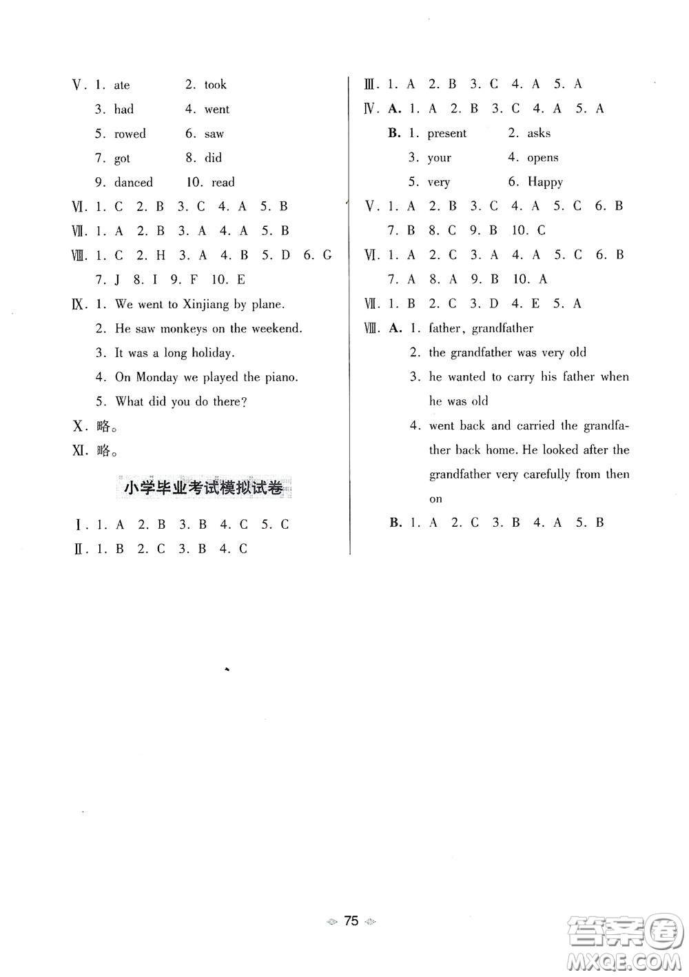 青島出版社2020隨堂大考卷六年級英語下冊人教版答案