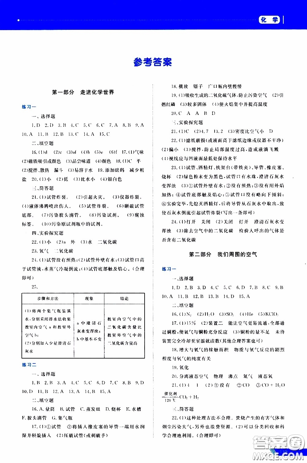 黑龍江教育出版社2020年資源與評(píng)價(jià)中考全程總復(fù)習(xí)化學(xué)參考答案