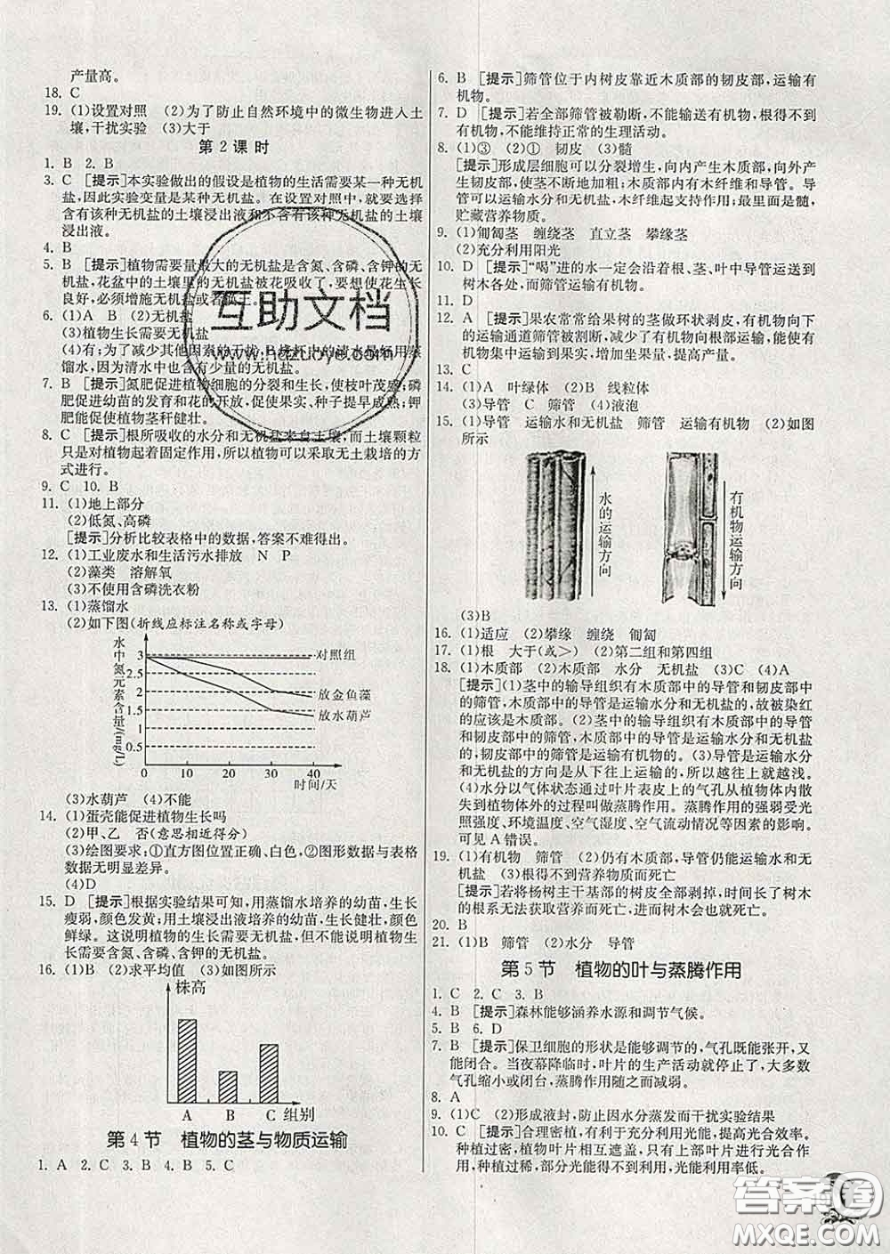 春雨教育2020春實(shí)驗(yàn)班提優(yōu)訓(xùn)練八年級科學(xué)下冊浙教版答案