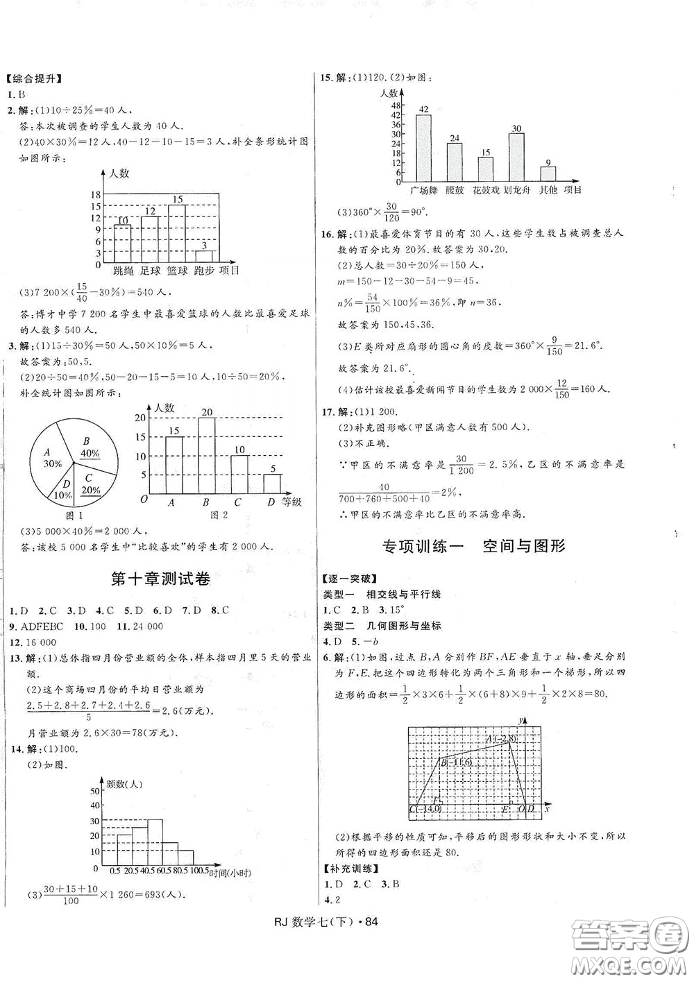 2020創(chuàng)新與探究測試卷七年級數(shù)學(xué)下冊人教版答案