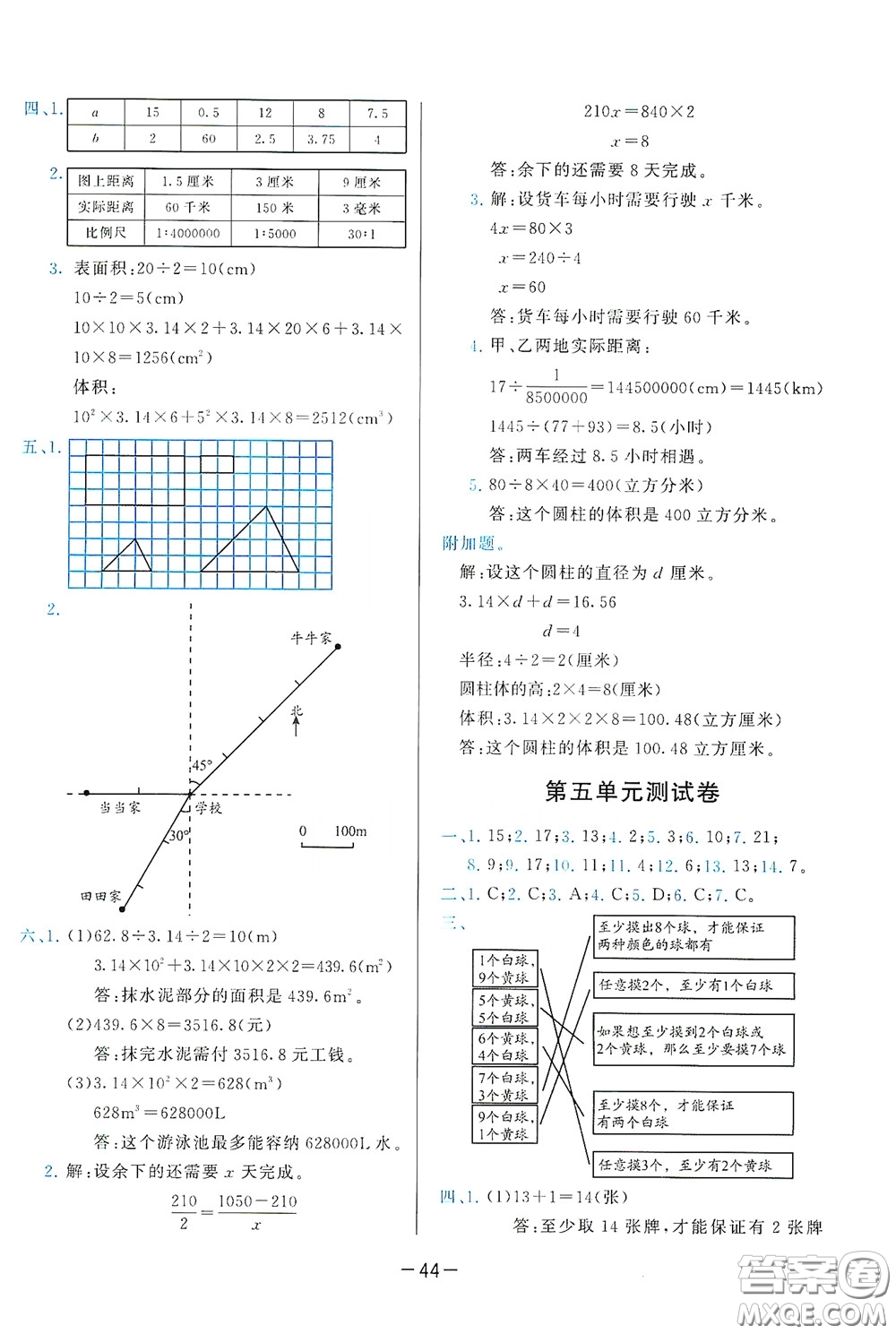 2020學(xué)而思基本功同步練測試卷小學(xué)數(shù)學(xué)六年級下冊人教版答案