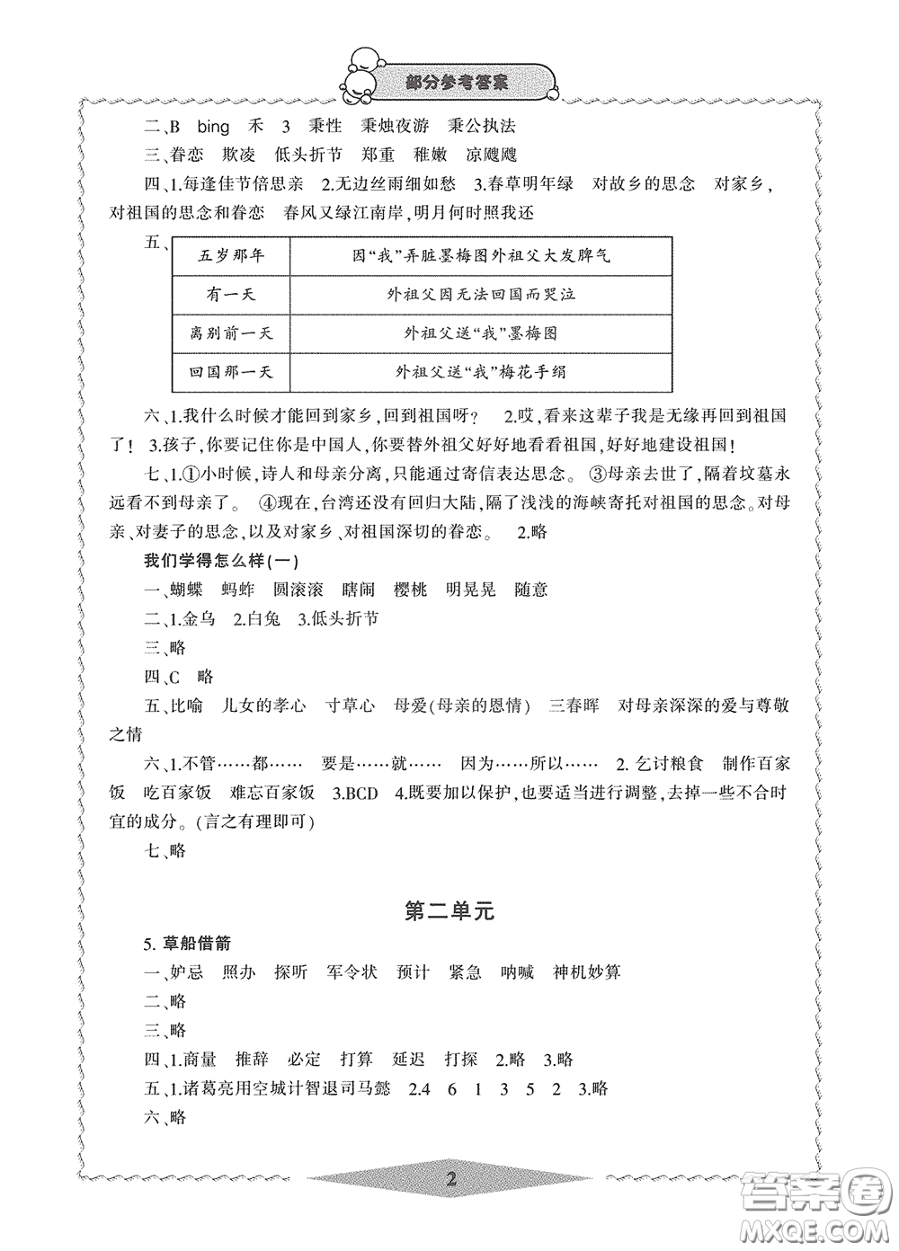 寧波出版社2020學(xué)習(xí)方法指導(dǎo)叢書五年級(jí)語(yǔ)文下冊(cè)人教版答案