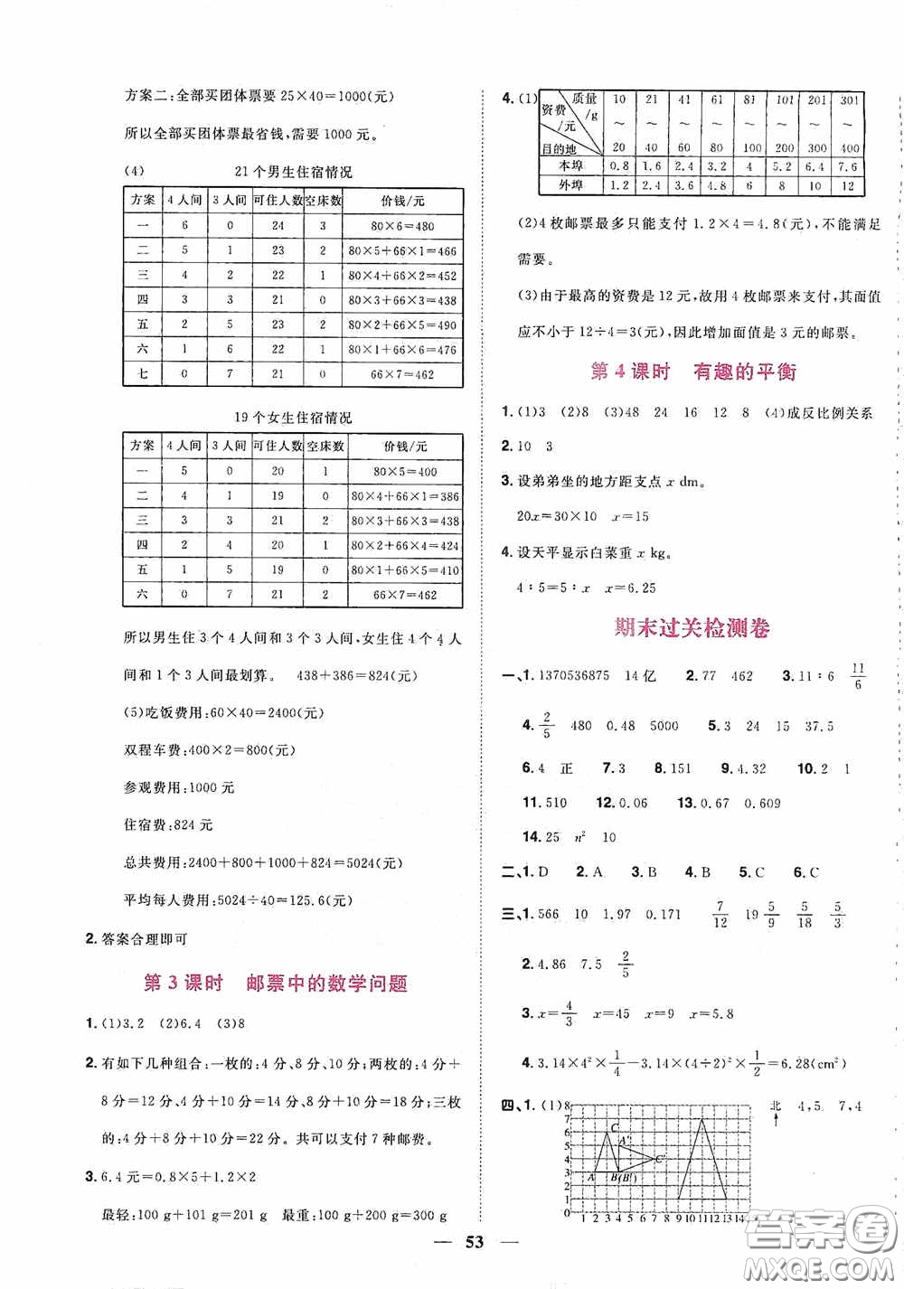 浙江教育出版社2020陽光同學(xué)課時達(dá)標(biāo)訓(xùn)練六年級數(shù)學(xué)下冊人教版浙江專版答案